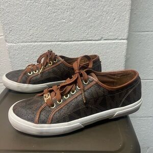 Michael Kors Brown Sneakers with Gold Accents. Size 7